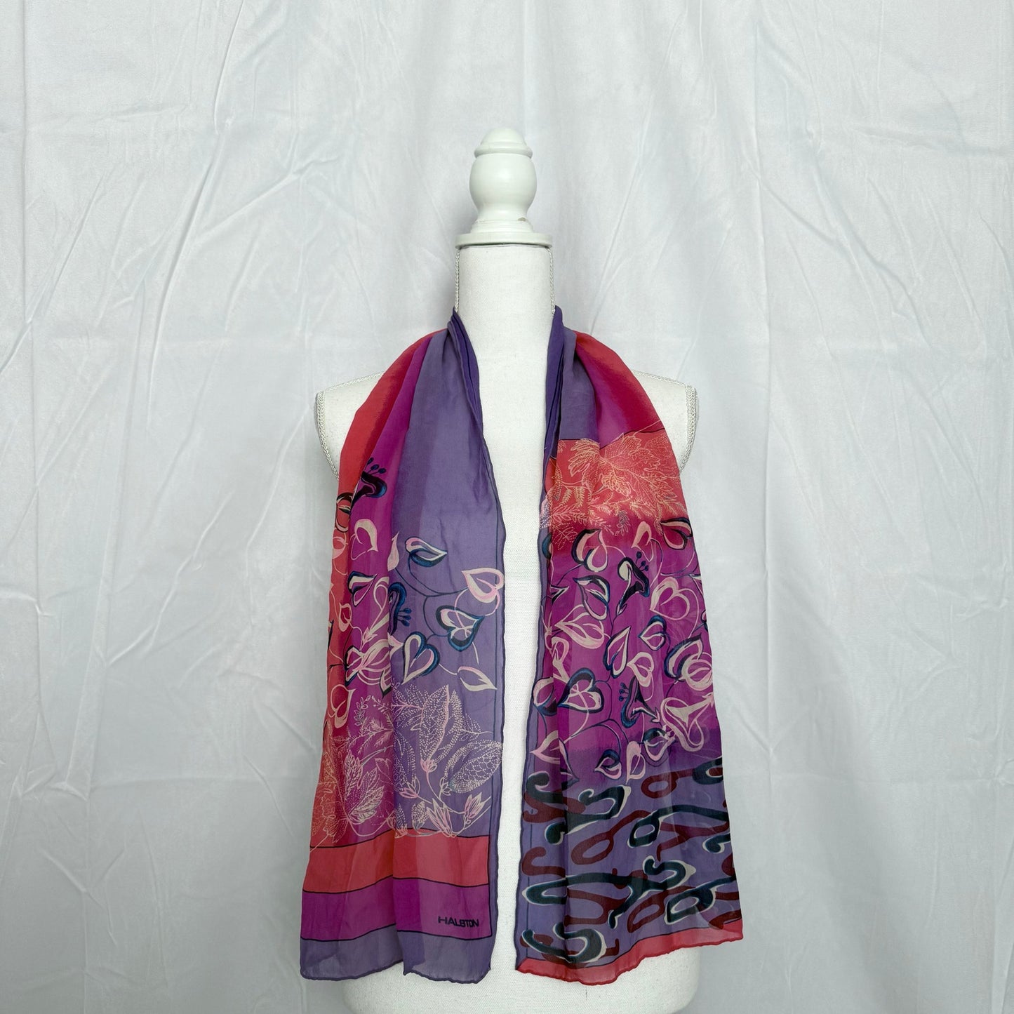 Vintage 70s Halston Floral Silk Scarf