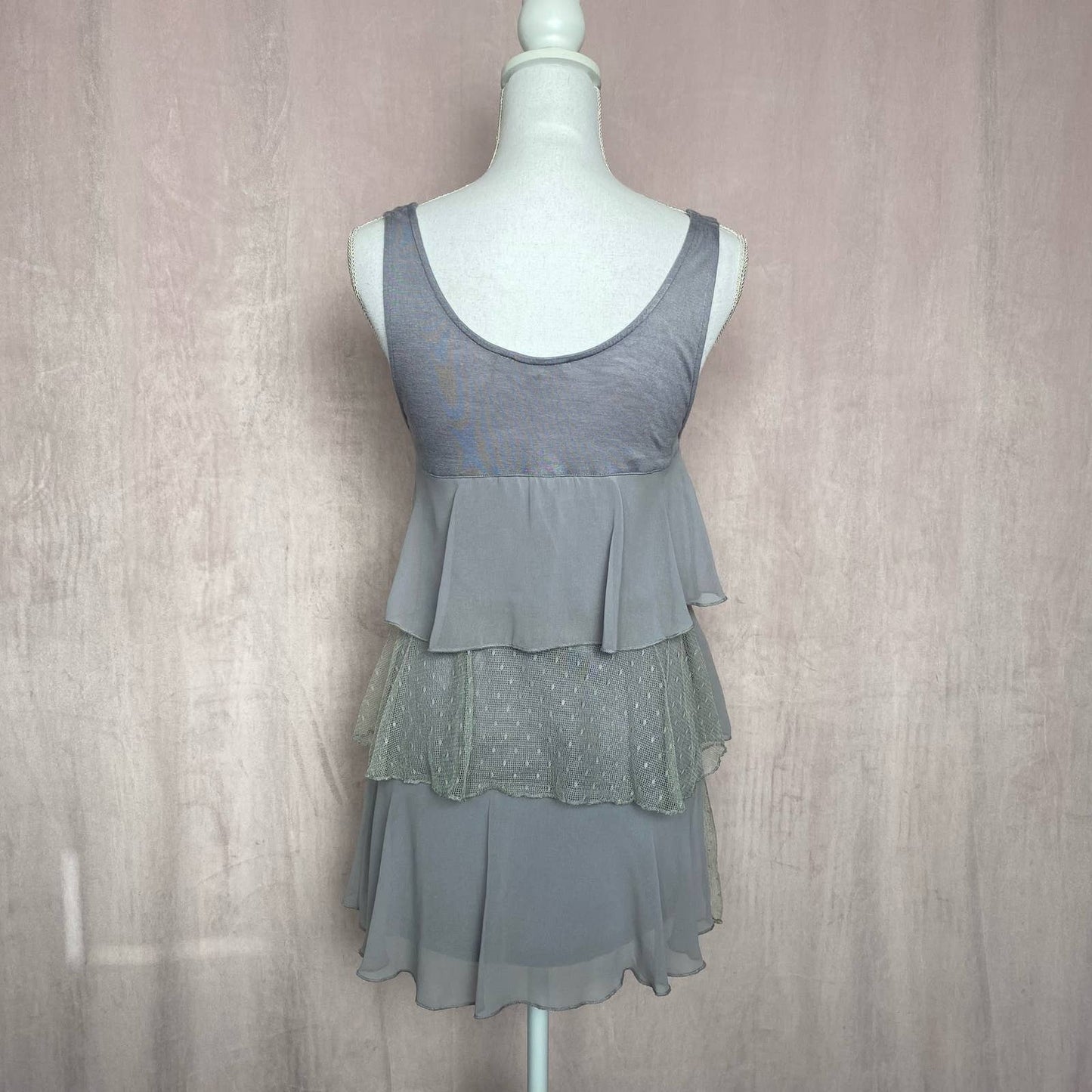 Secondhand Cecico Tiered Ruffle Tank Top Mini Dress, Size Small