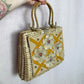 Vintage Wicker Basket Floral Beaded Handbag