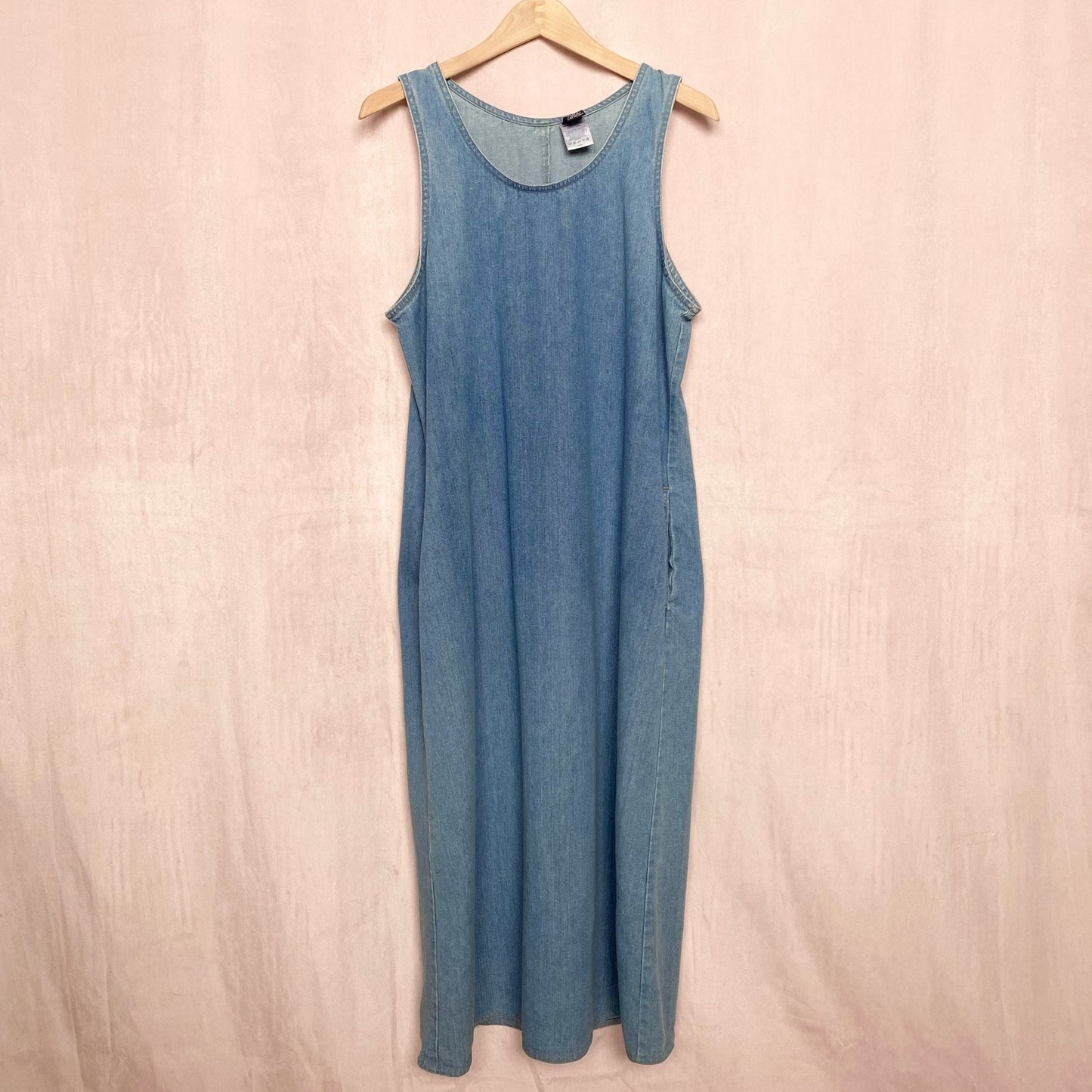 Vintage Lands' End Denim A-Line Midi Dress, Size 12