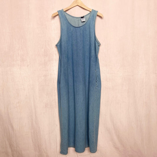 Vintage Lands' End Denim A-Line Midi Dress, Size 12