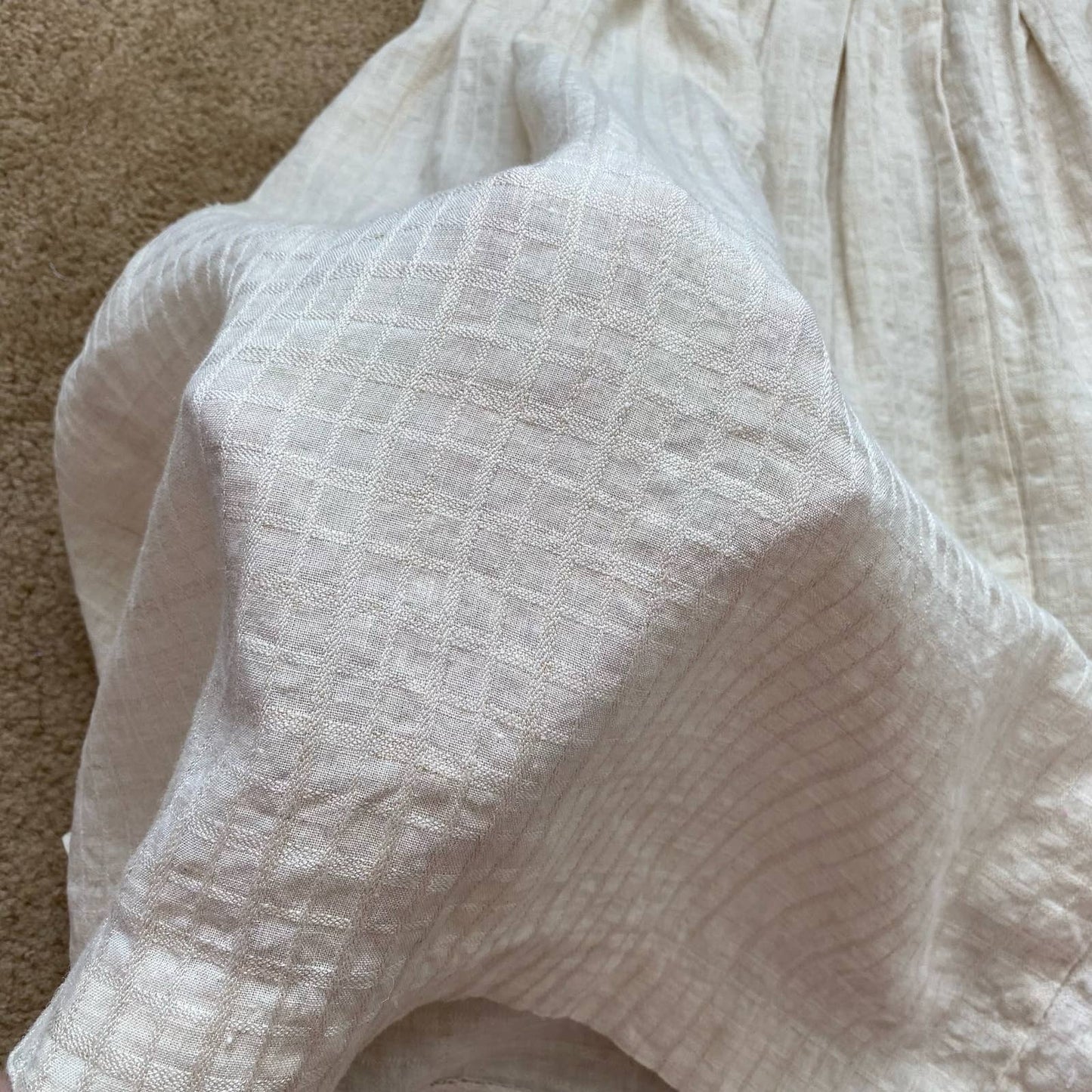 Vintage Linen Pleated A-line Midi Skirt, Size 24”