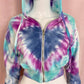Upcycled Forever 21 Heart Tie Dye Crop Zip Hoodie, Size Small