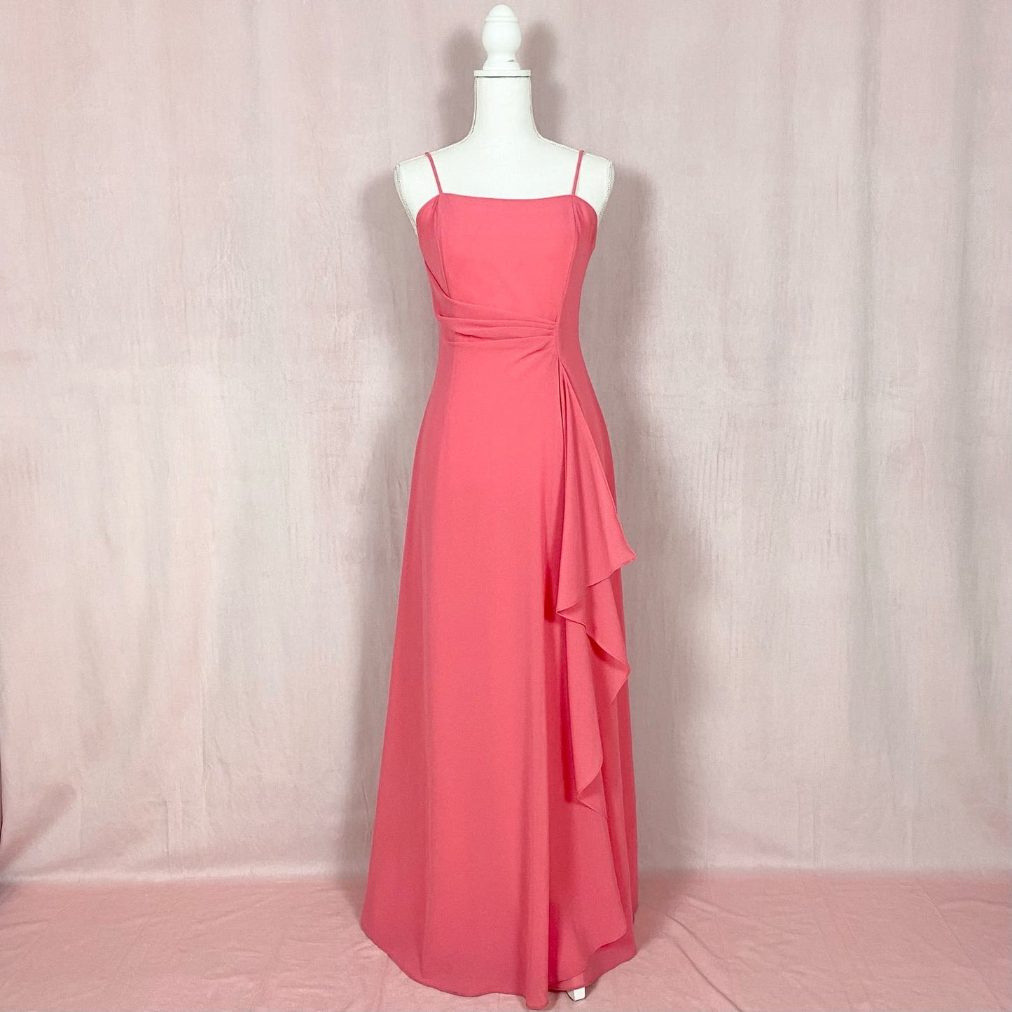 Vintage Aspeed Peach Chiffon bridesmaid Long Dress, Size Medium