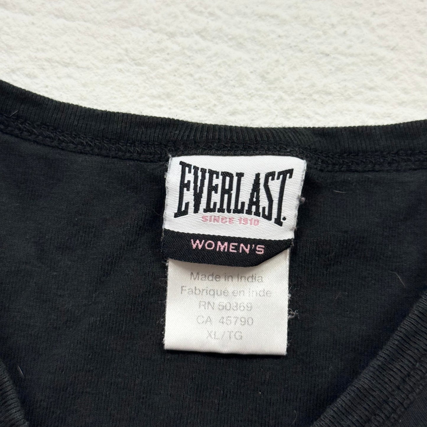 Reworked Everlast “Hit Like A Girl” Black Cutoff Crop Tank, Size XL