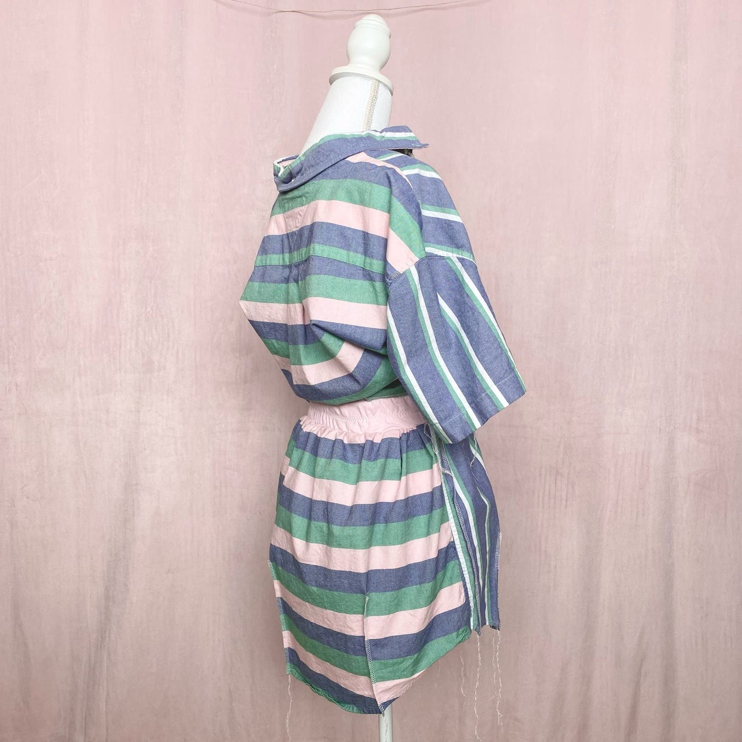Upcycled Tommy Hilfiger Two Piece Stripe Skirt Set, Size Small