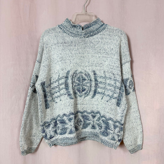Vintage David Brett Chunky Knit Aztec Sweater, Size XL
