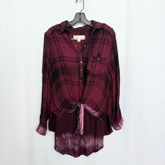 Secondhand Vintage Havana Oversized Tie Front Plaid Shirt, Size Small
