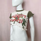 Upcycled Varsity Graphic Asymmetrical Crop Baby Tee, Size Small