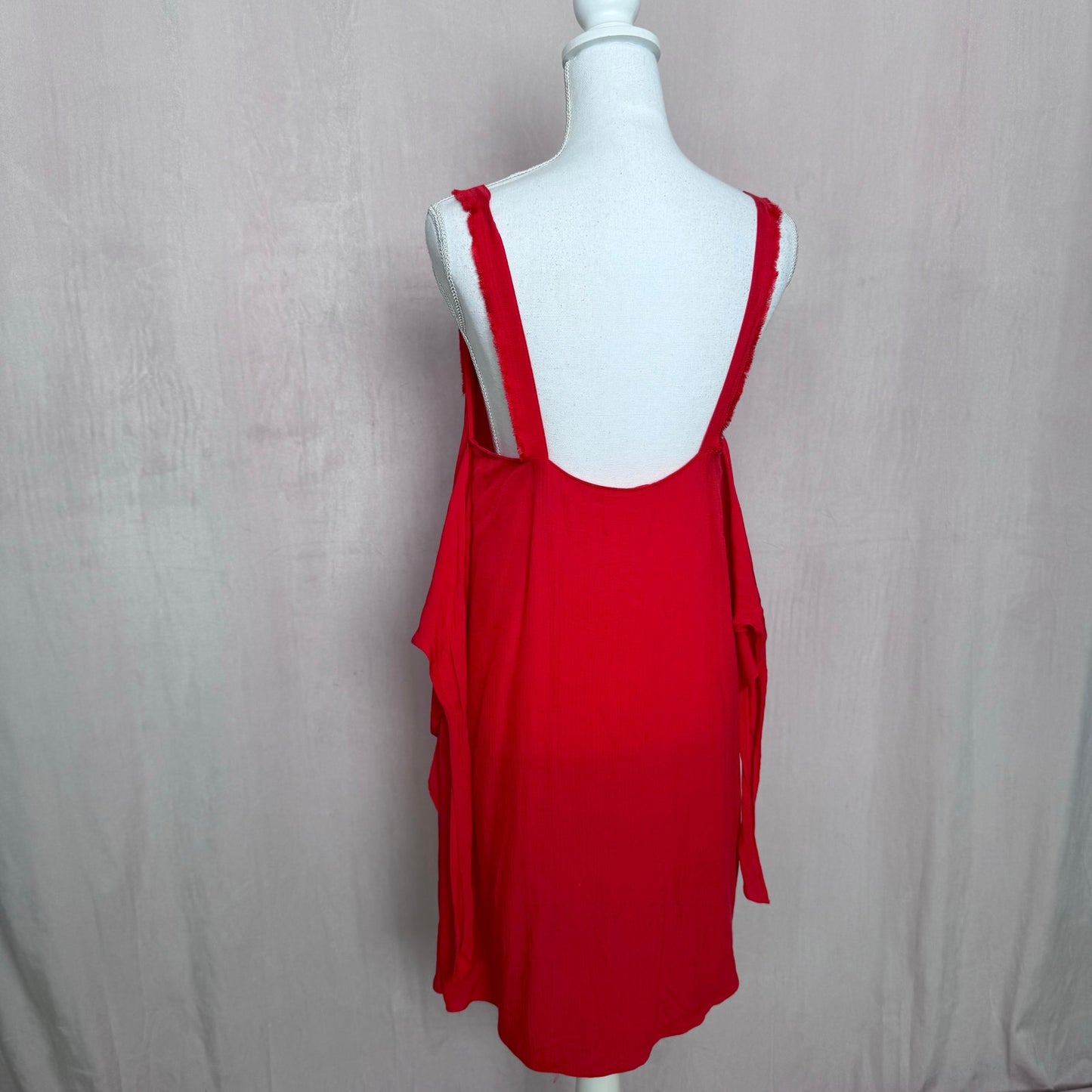 Secondhand Current Air Red Gauze Tie Back Boho Dress, Size Small