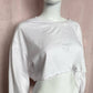 Reworked Distressed Smiley Face Crop Long Sleeve, One Size