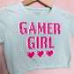 Reworked Gamer Girl Crop Baby Tee, Size XS
