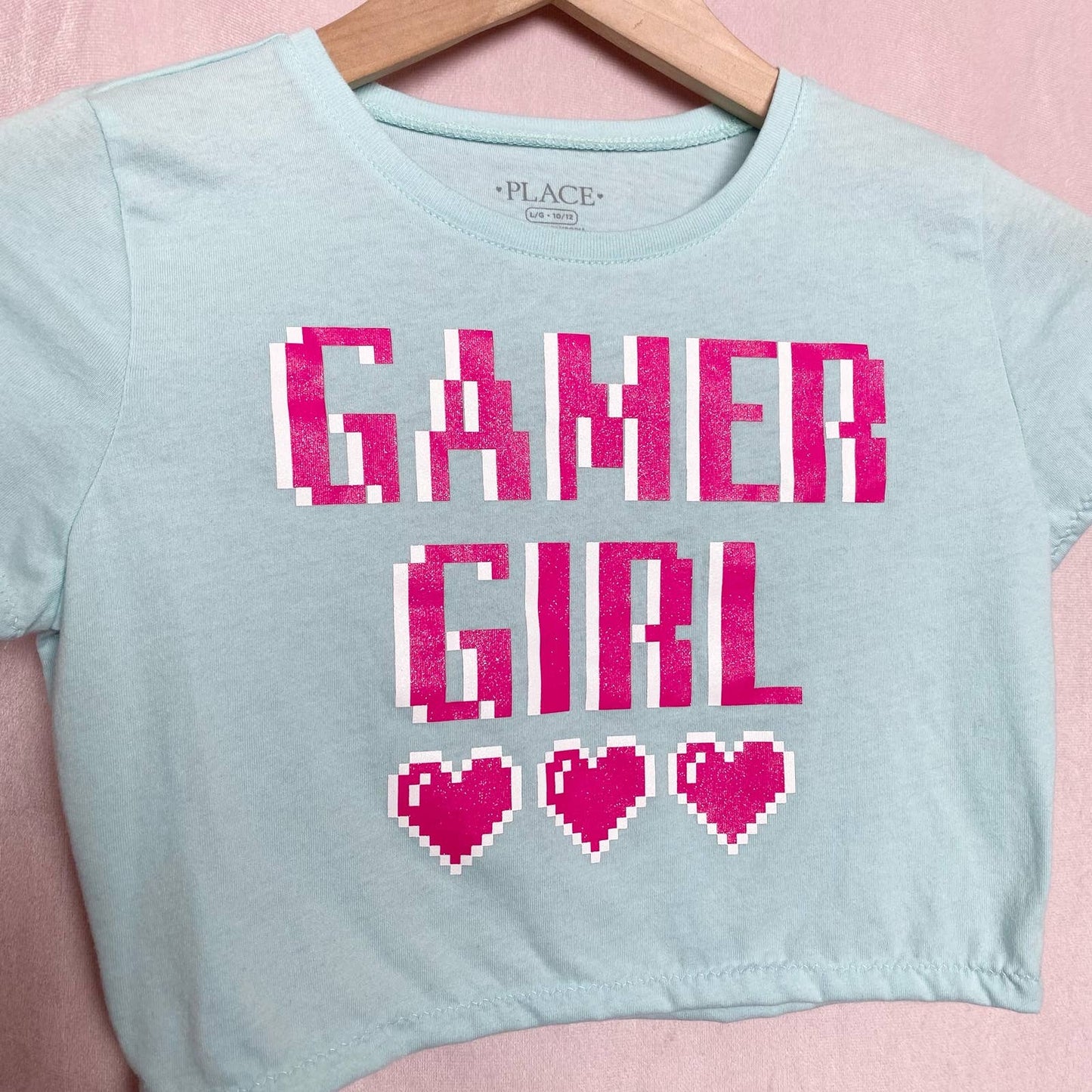 Reworked Gamer Girl Crop Baby Tee, Size XS