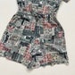 Vintage Shenanigans Abstract Button Tie Front Romper, Size Large
