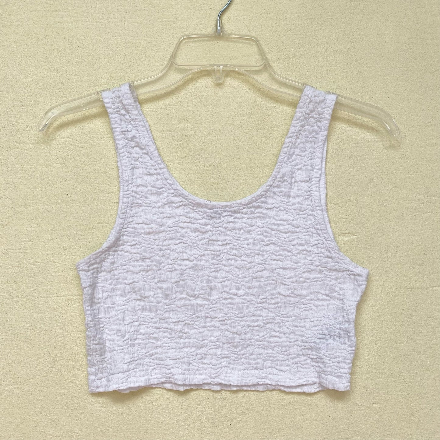 Secondhand Cotton On White Textured Crop Tank Top, Size XS