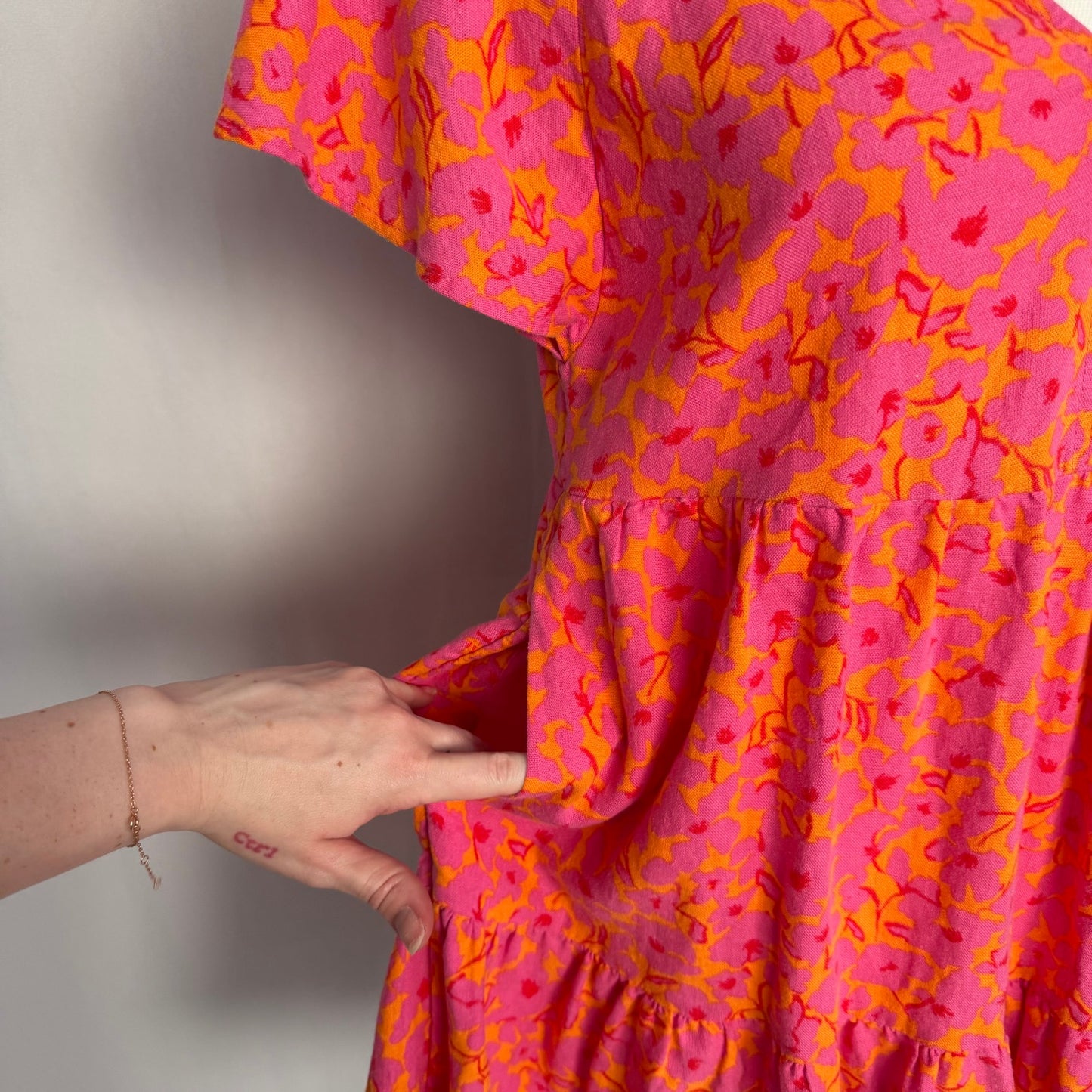Secondhand Universal Thread Tiered Linen Blend Floral Babydoll Mini Dress, Size XS