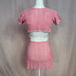 Upcycled Vintage Pink Crochet Shrug & Skirt Set, Size Small