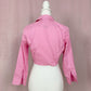 Upcycled Ralph Lauren Pink Stripe Crop Button Up Top, Size XS