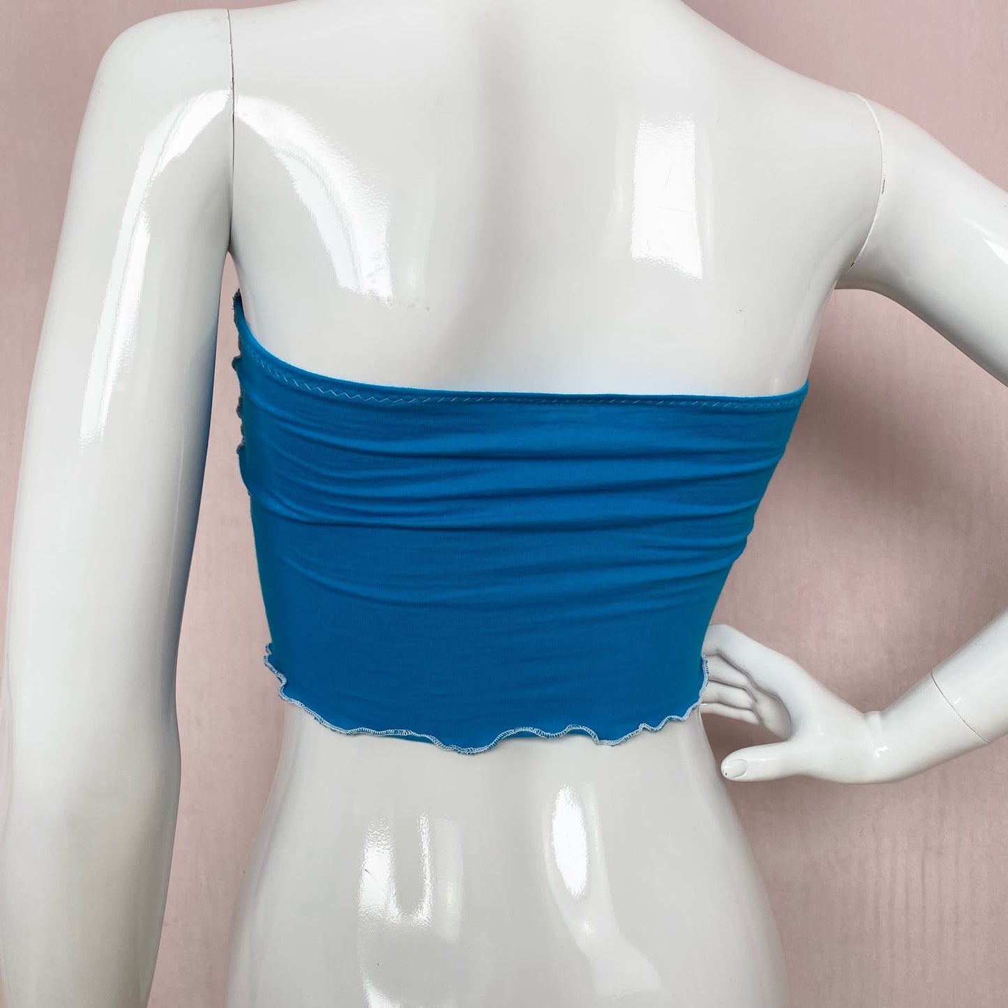 Upcycled Sea Otter Love Blue Tube Top, Size XS