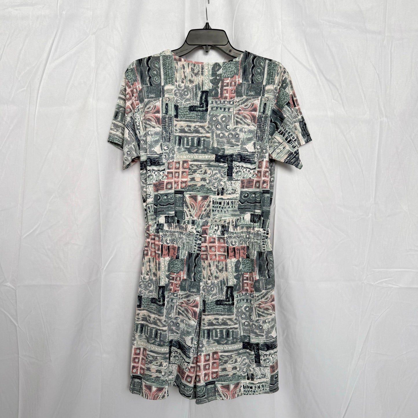 Vintage Shenanigans Abstract Button Tie Front Romper, Size Large