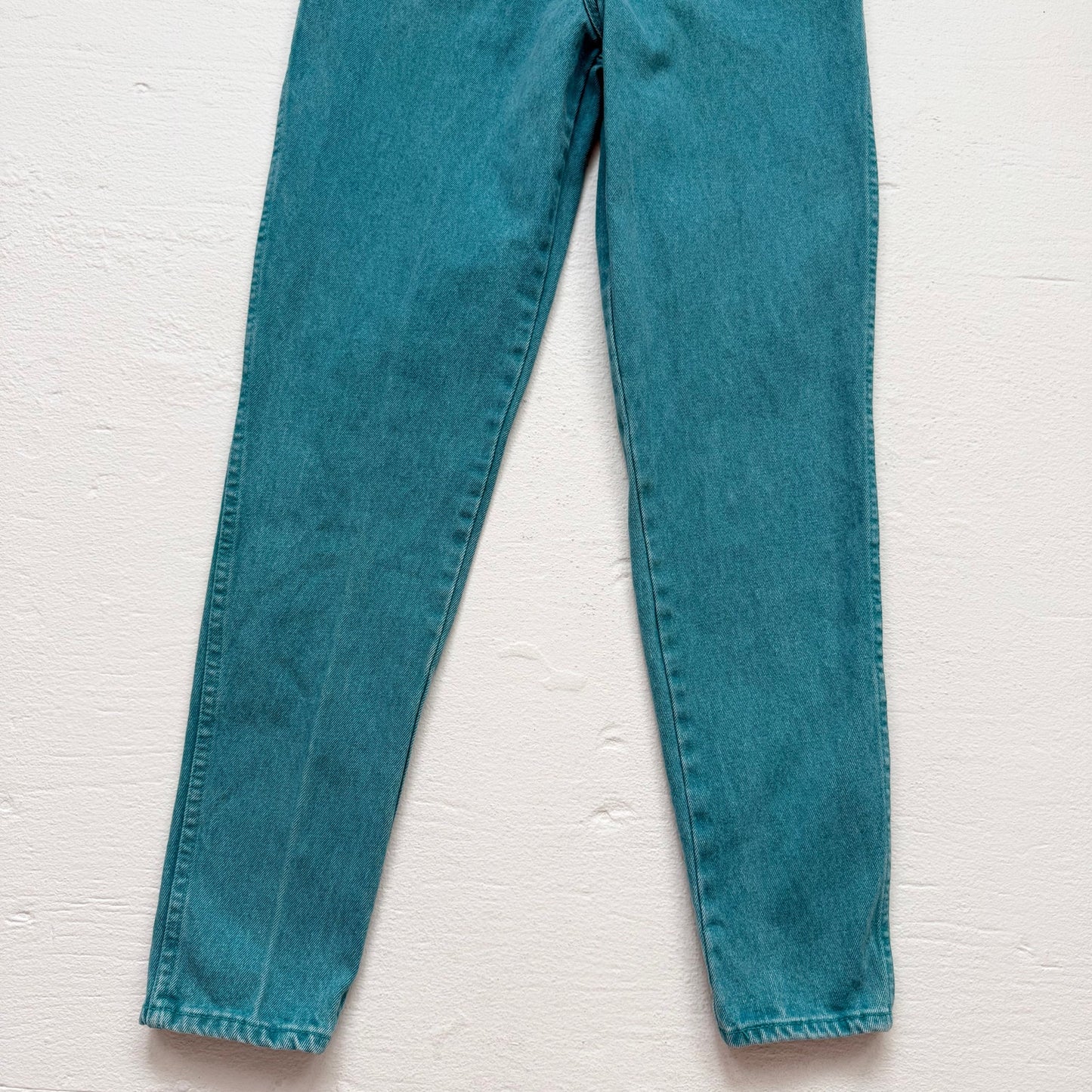 Vintage 90s Stefano Teal High-Rise Tapered Jeans, Size 23"