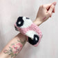 Scrap Fabric Yin-Yang Pink Teddy Jumbo Scrunchie