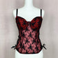 Vintage Red & Black Mesh Lace Corset Top