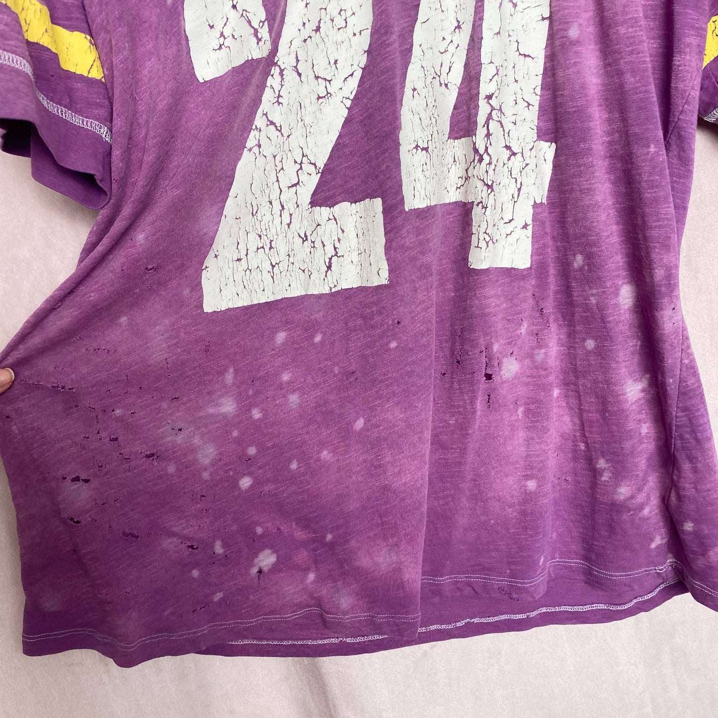 Upcycled Vintage Vikings Distressed Jersey Tee, Size Large