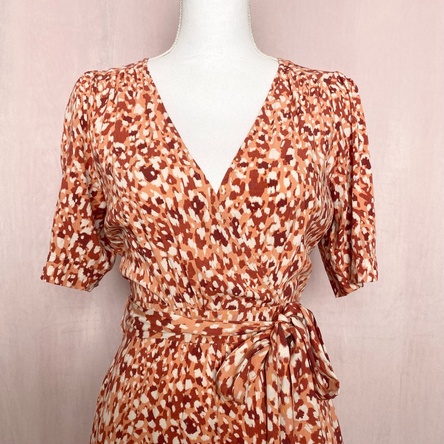 Secondhand Ebby and I Orange Leopard Print Maxi Dress, Size XS