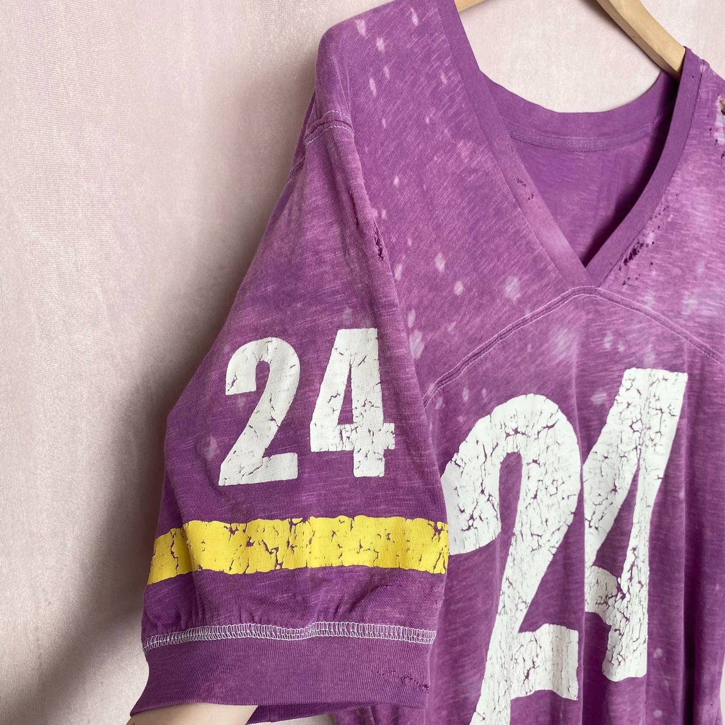 Upcycled Vintage Vikings Distressed Jersey Tee, Size Large