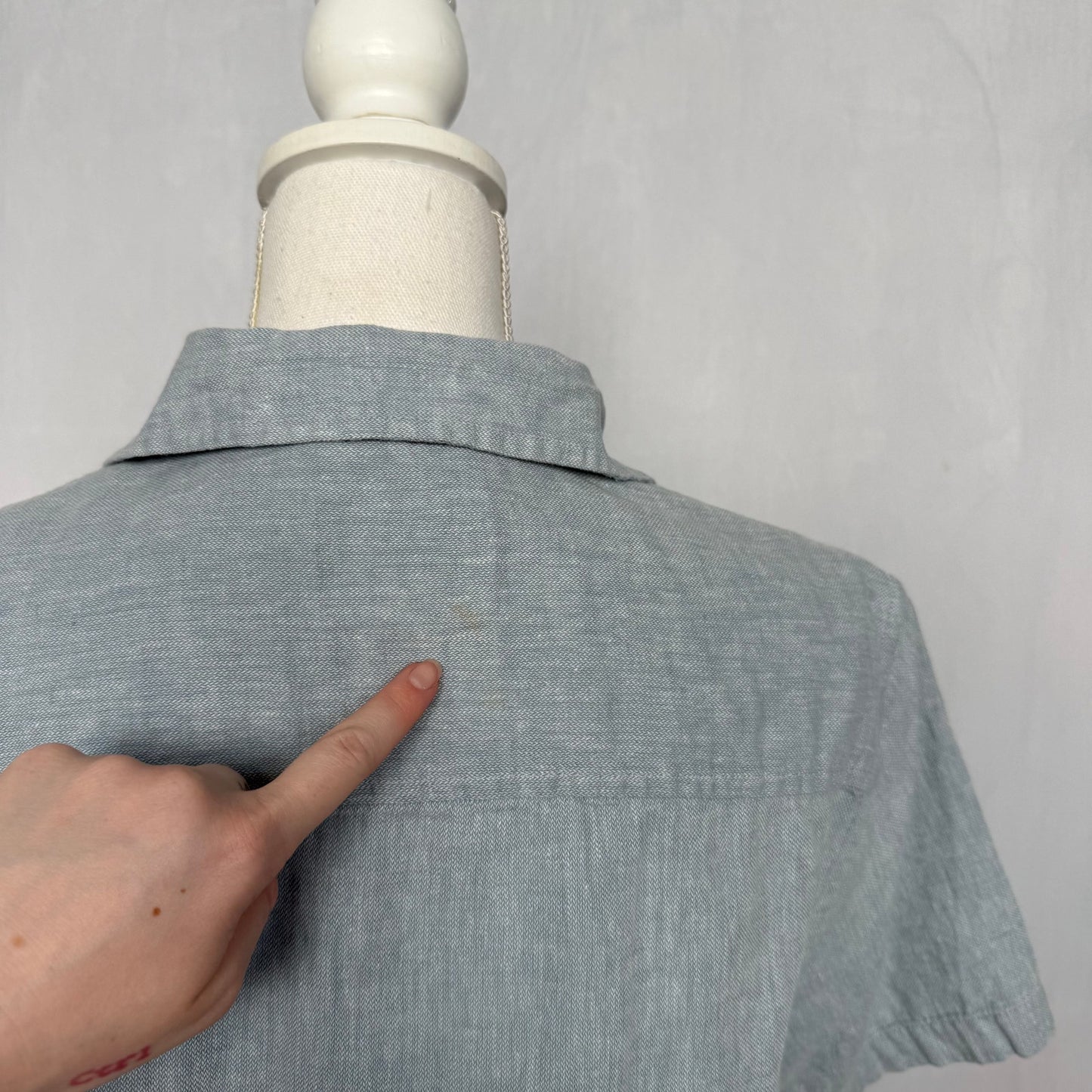 Upcycled Goodfellow & Co Cropped Linen Cotton Button Up Shirt, Size Small