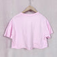 Upcycled Heart Emoji Distressed Crop Pink Graphic Tee
