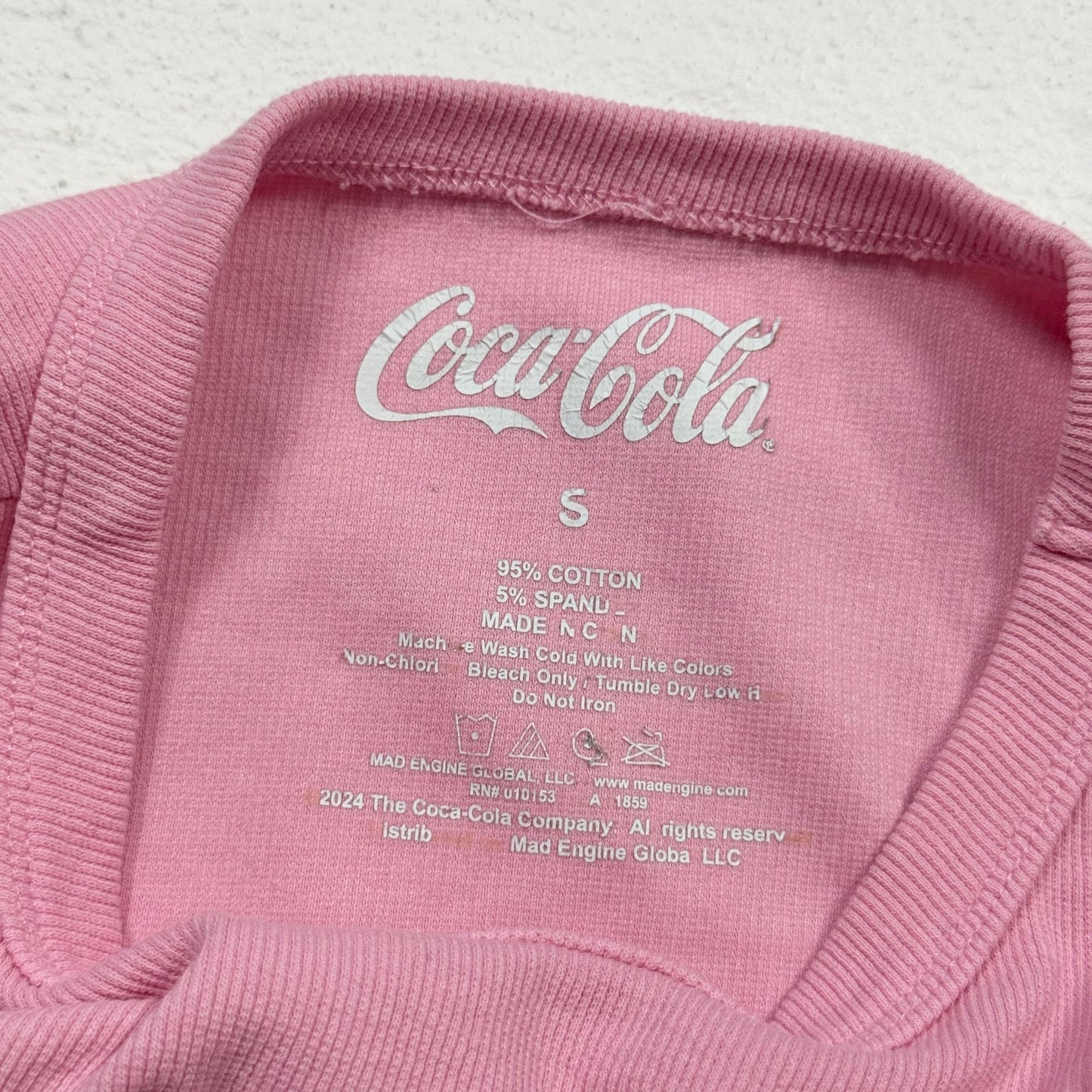 Secondhand Coca-Cola Pink Ribbed Graphic Tank Top, Size Small