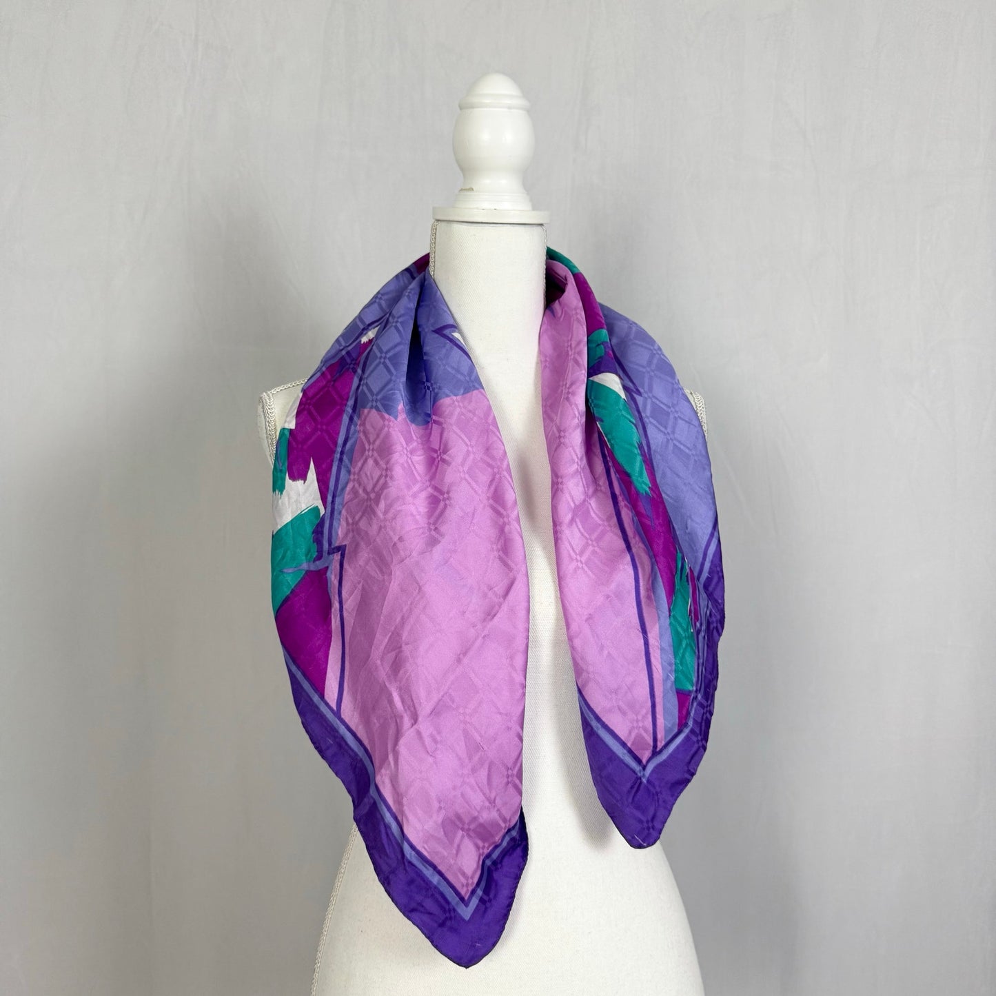 Vintage Silk Abstract Purple Square Scarf