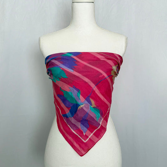 Vintage Floral Pink Square Scarf