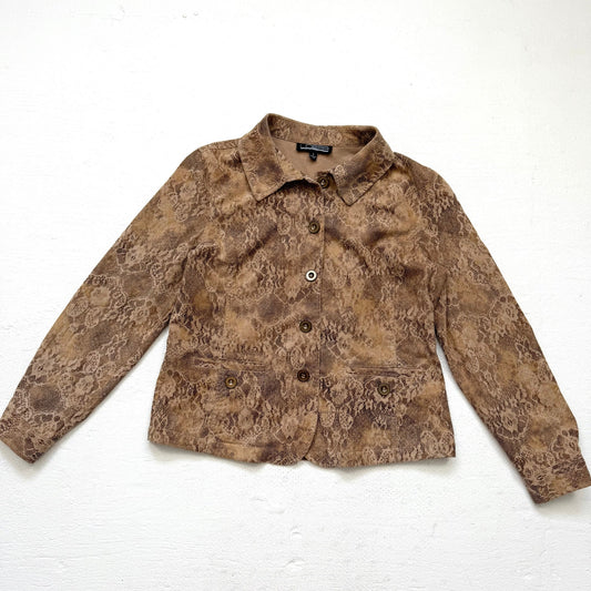 Y2K Linear Micro Corduroy Snake Print Jacket, Size Large