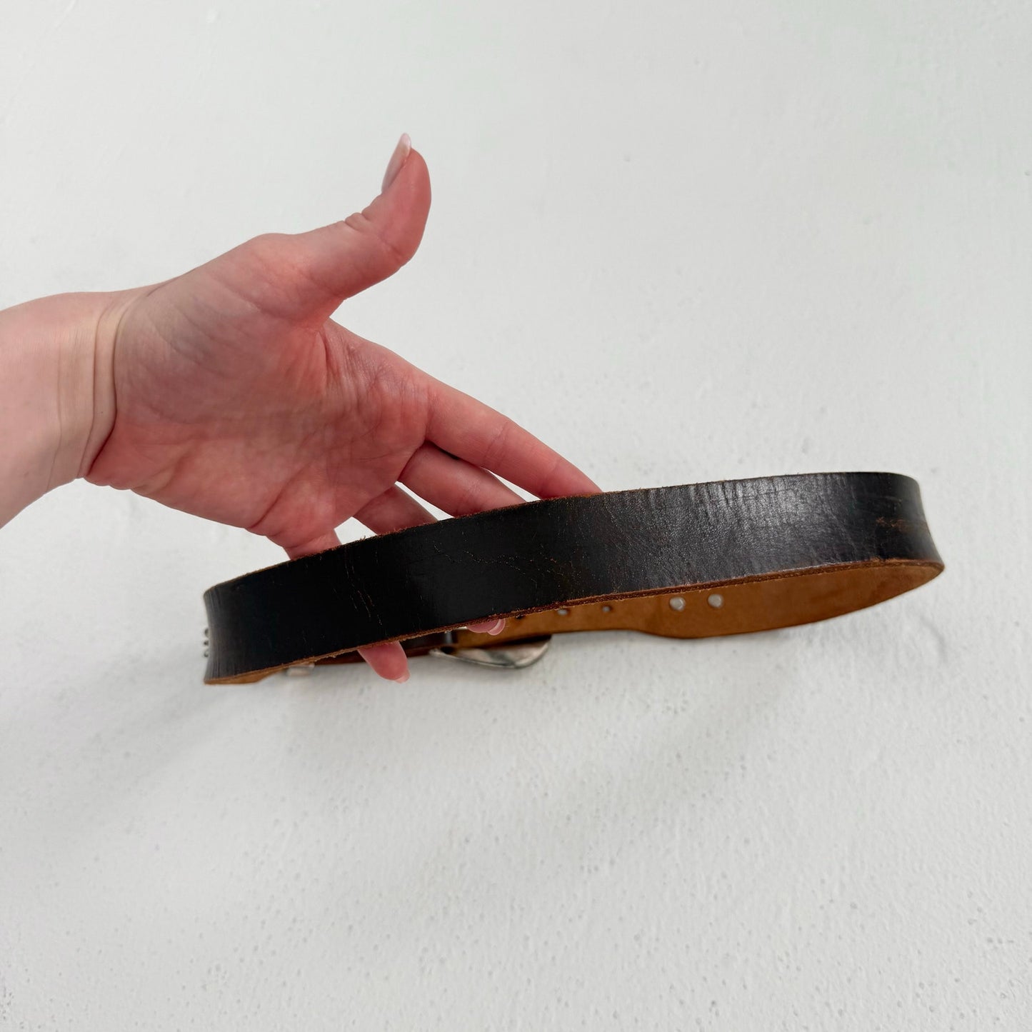 Vintage Western Turquoise Silver Leather Belt