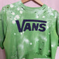 Reworked Vans Distressed Acid Wash Oversized Crop Tee, Size Medium