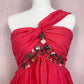 Preowned Marineblu Embellished Chiffon One Shoulder Mini Dress, Size Medium
