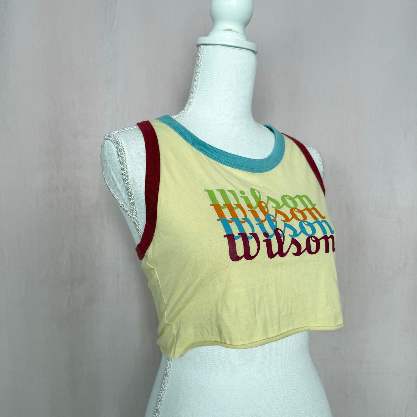 Reworked Wilson Crop Graphic Tank Top, Size Small