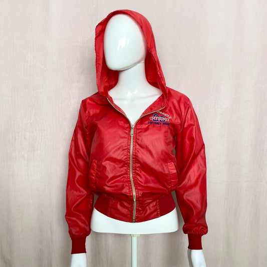 Vintage All American Football Red Zip Up Hooded Windbreaker, Size Small