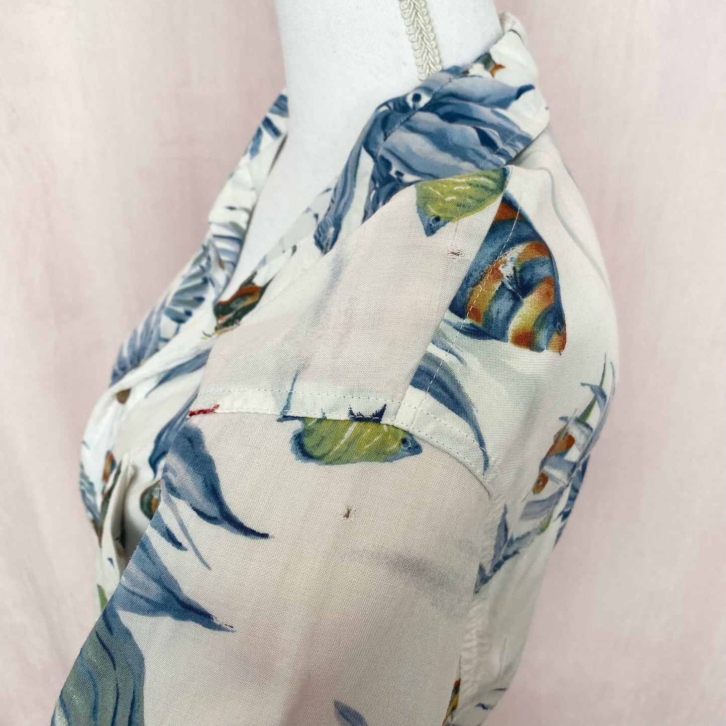 Upcycled Vintage Fish Print Button Two Piece Skirt Set, Size M/L
