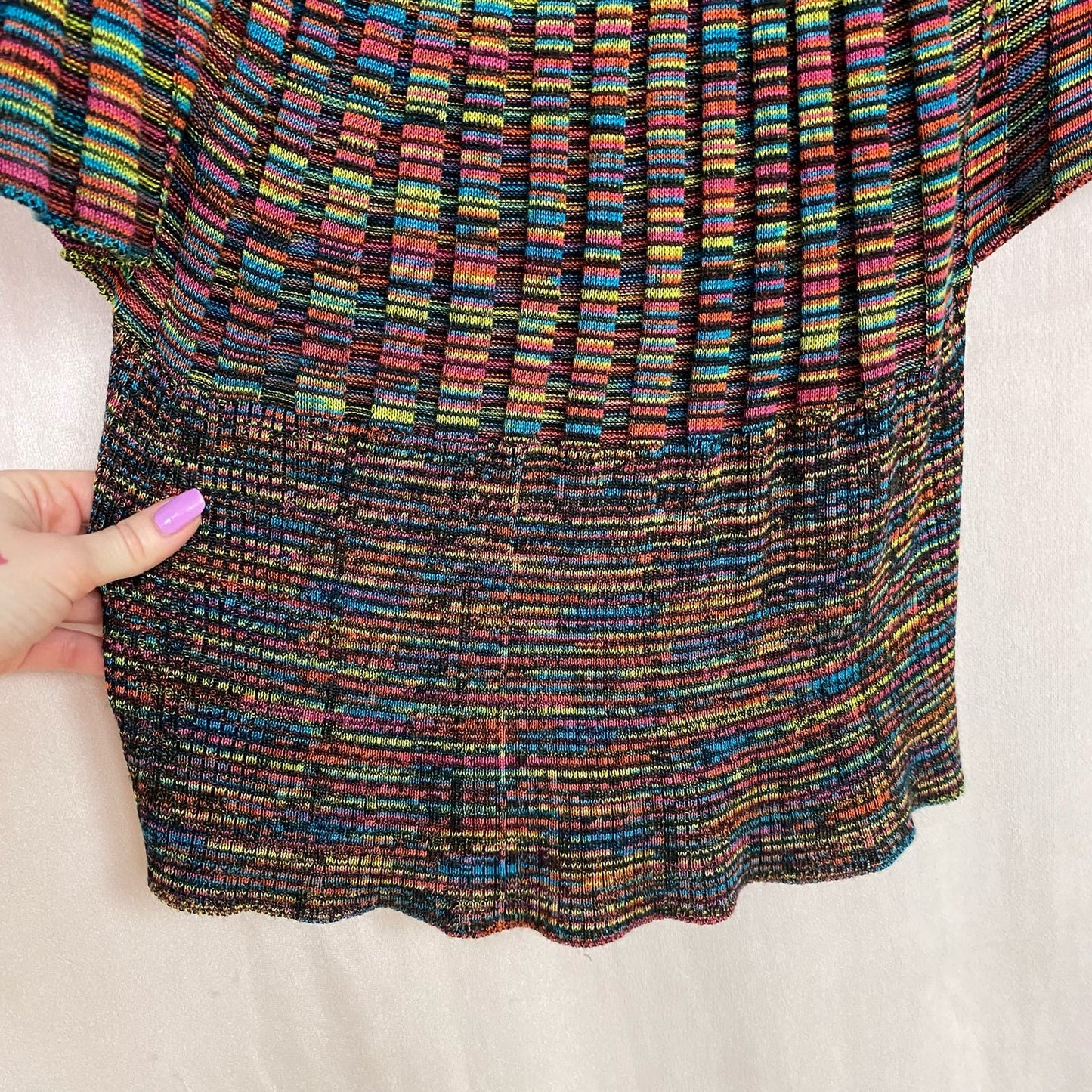 Secondhand United States Sweaters Rainbow Rib Knit Butterfly Sleeve Top, Size XL