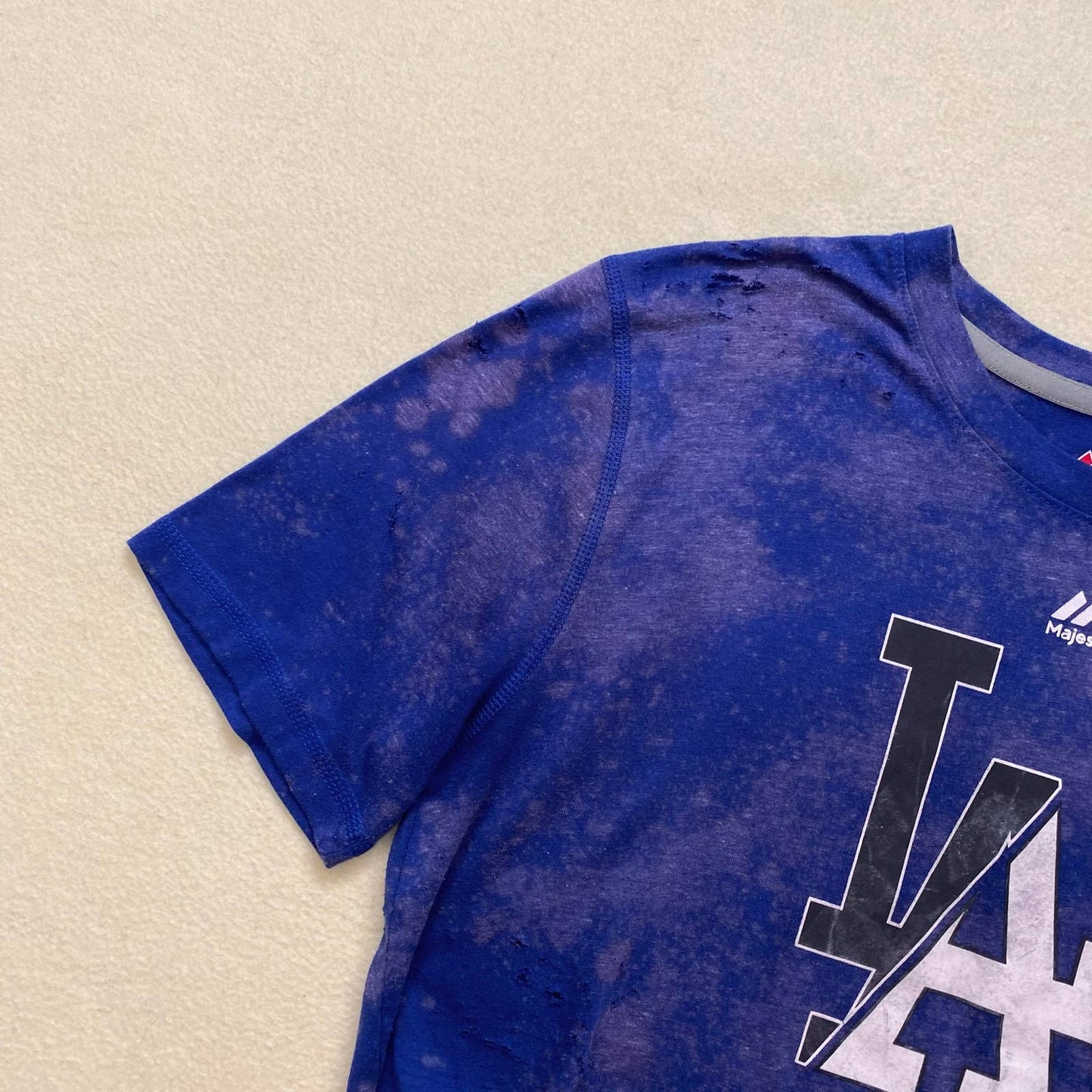 Reworked LA Dodger’s Distressed Crop Tee, Size Small