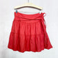 Secondhand Heart Moon Star Coral Tiered Linen Cotton Mini Skirt, Size 0