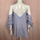 Secondhand The Archives Blue Striped Off Shoulder A-Line Top, Size Medium