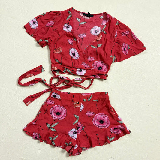 Secondhand Forever 21 Floral Crop Top Shorts Set, Size Small