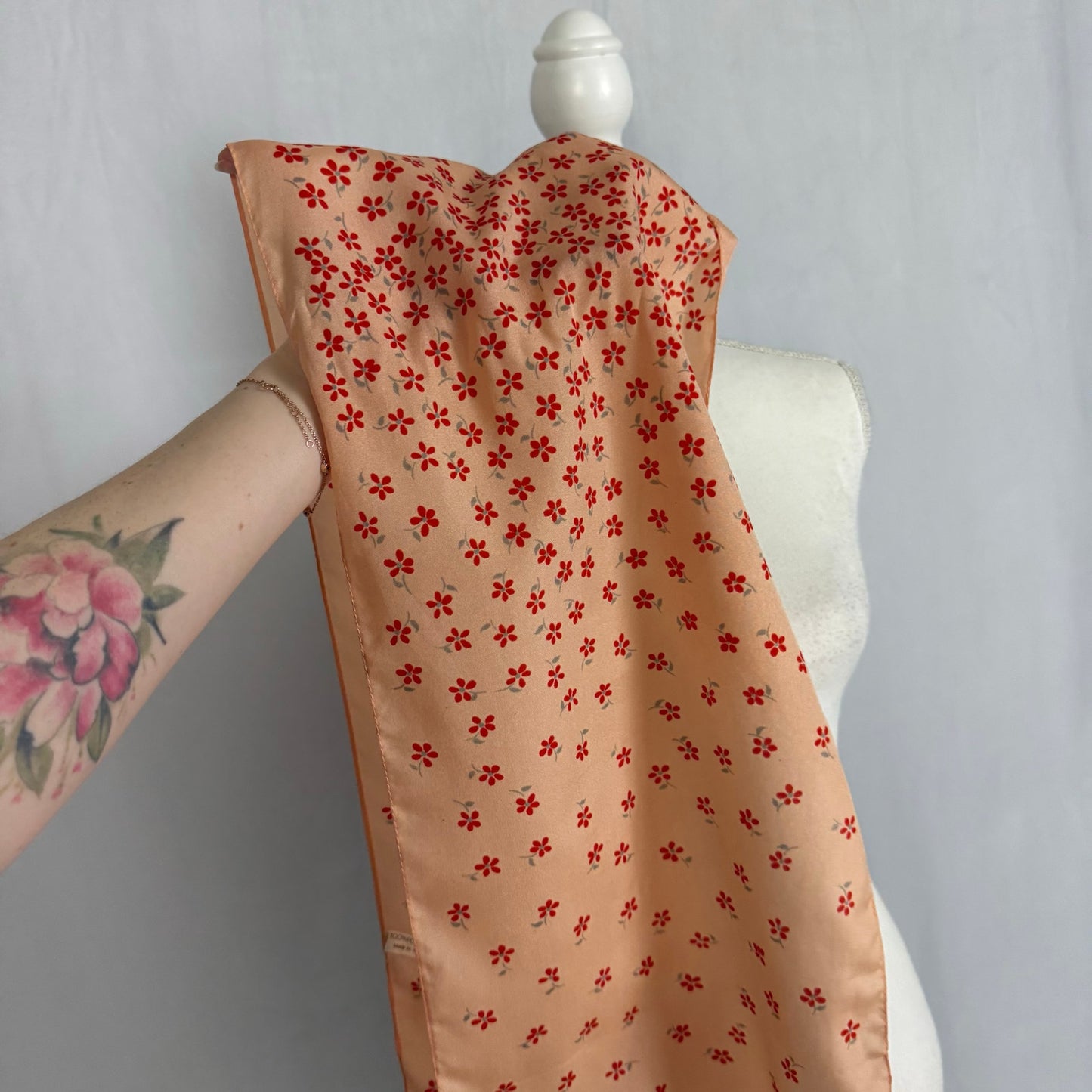 Secondhand Peach Floral Print Italian Scarf