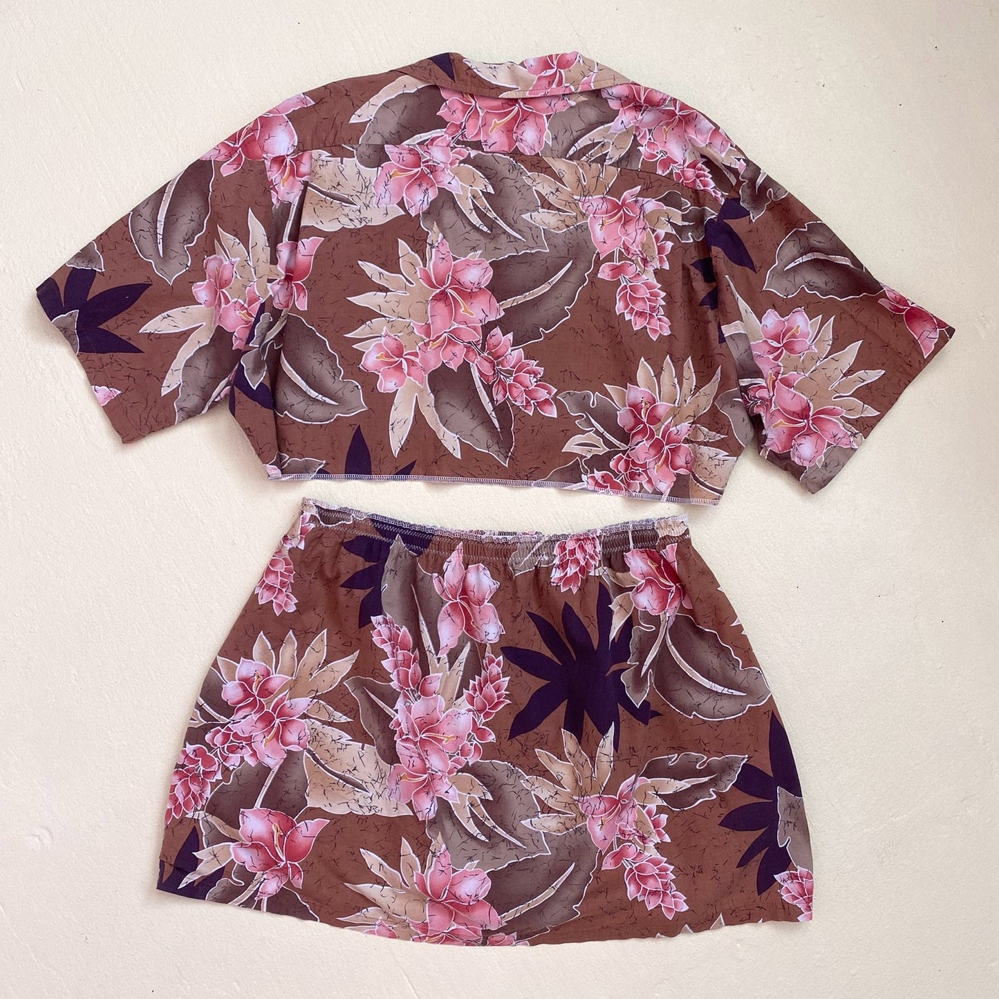 Upcycled Vintage Hawaiian Two Piece Skirt Set, Size L/XL