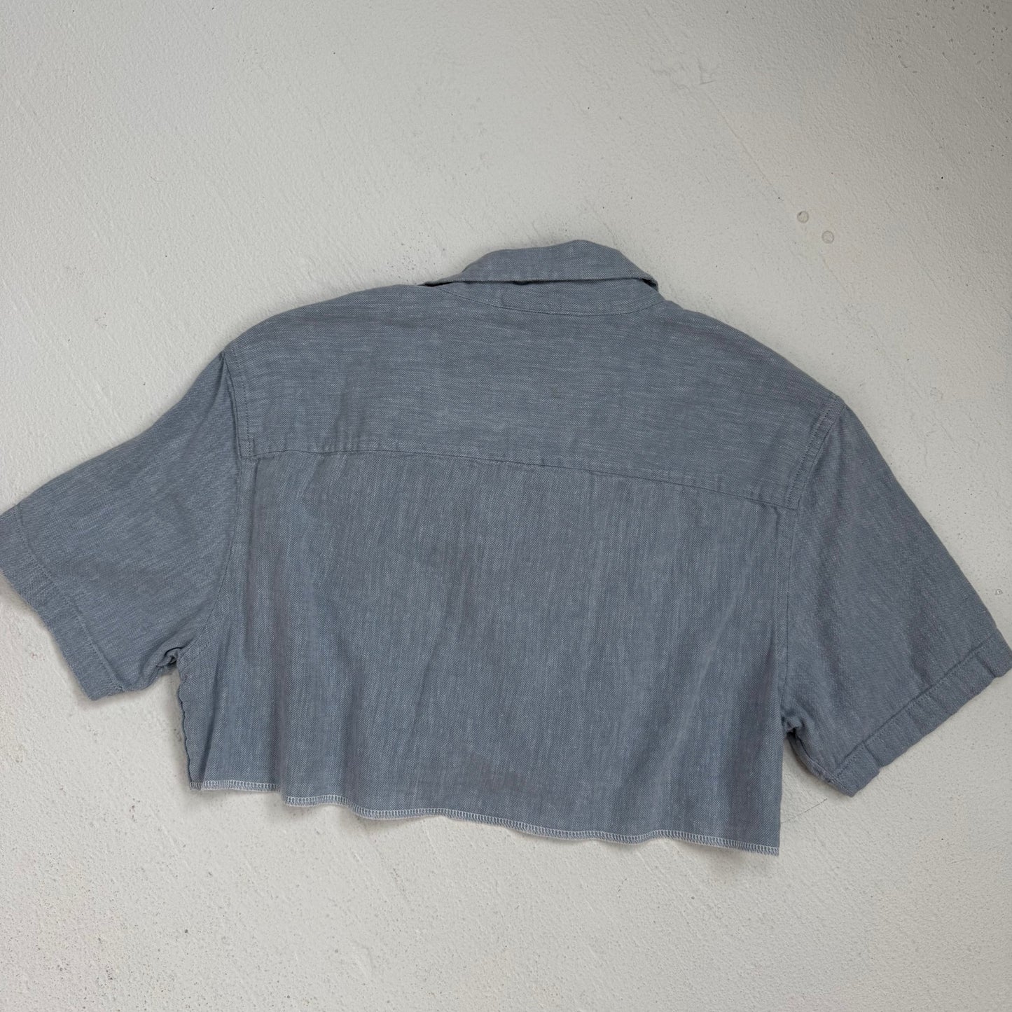 Upcycled Goodfellow & Co Cropped Linen Cotton Button Up Shirt, Size Small